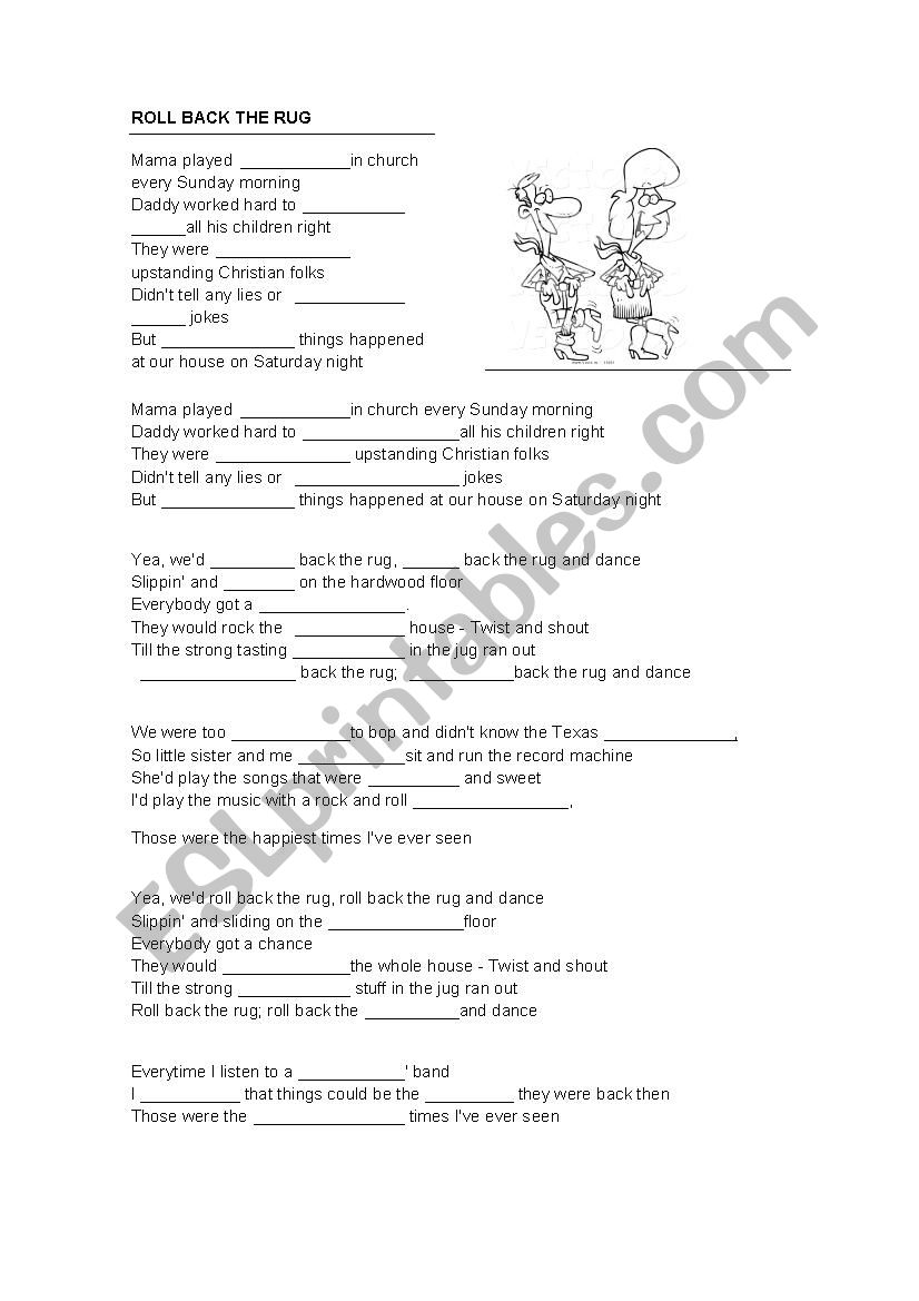 ROLL BACK THE RUG worksheet