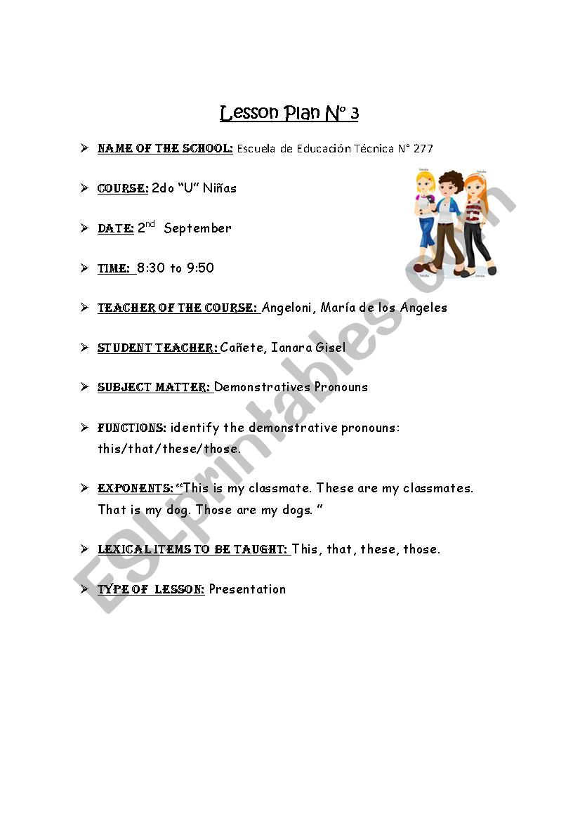 Demonstrative pronouns worksheet