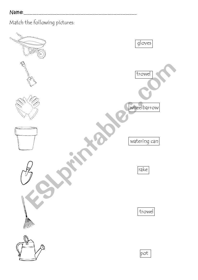 Gardening Tools worksheet