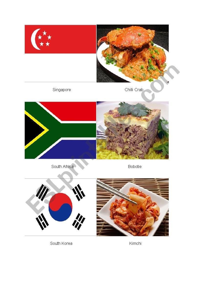 National Flag and National Dish Flashcards 05