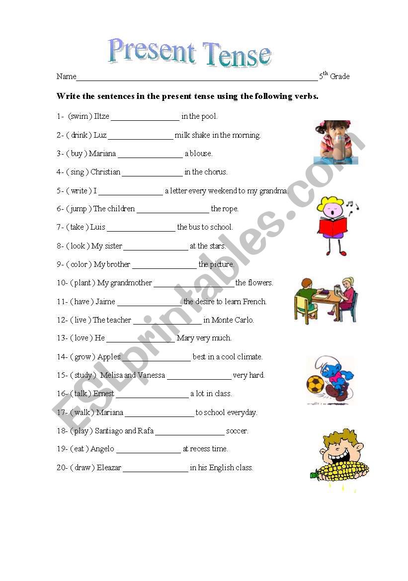 Present Tense worksheet