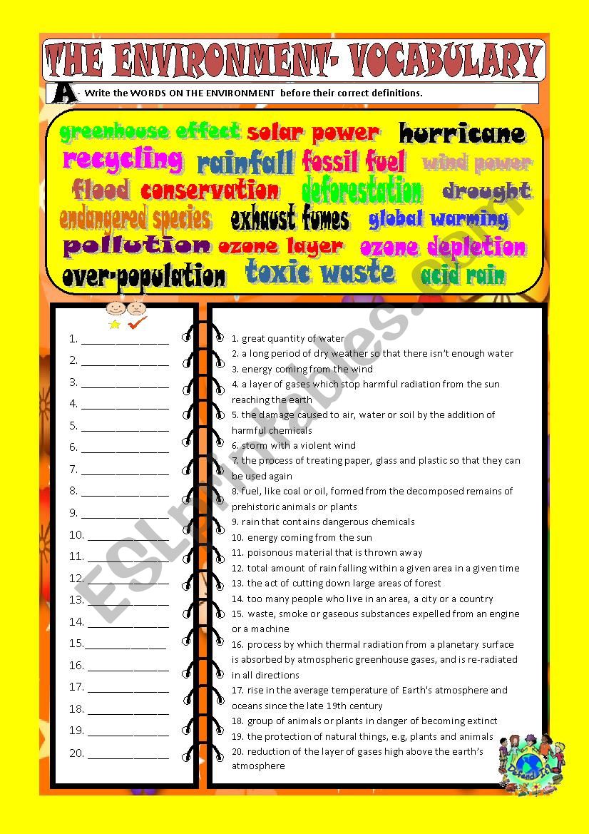 The environment - vocabulary (key included)