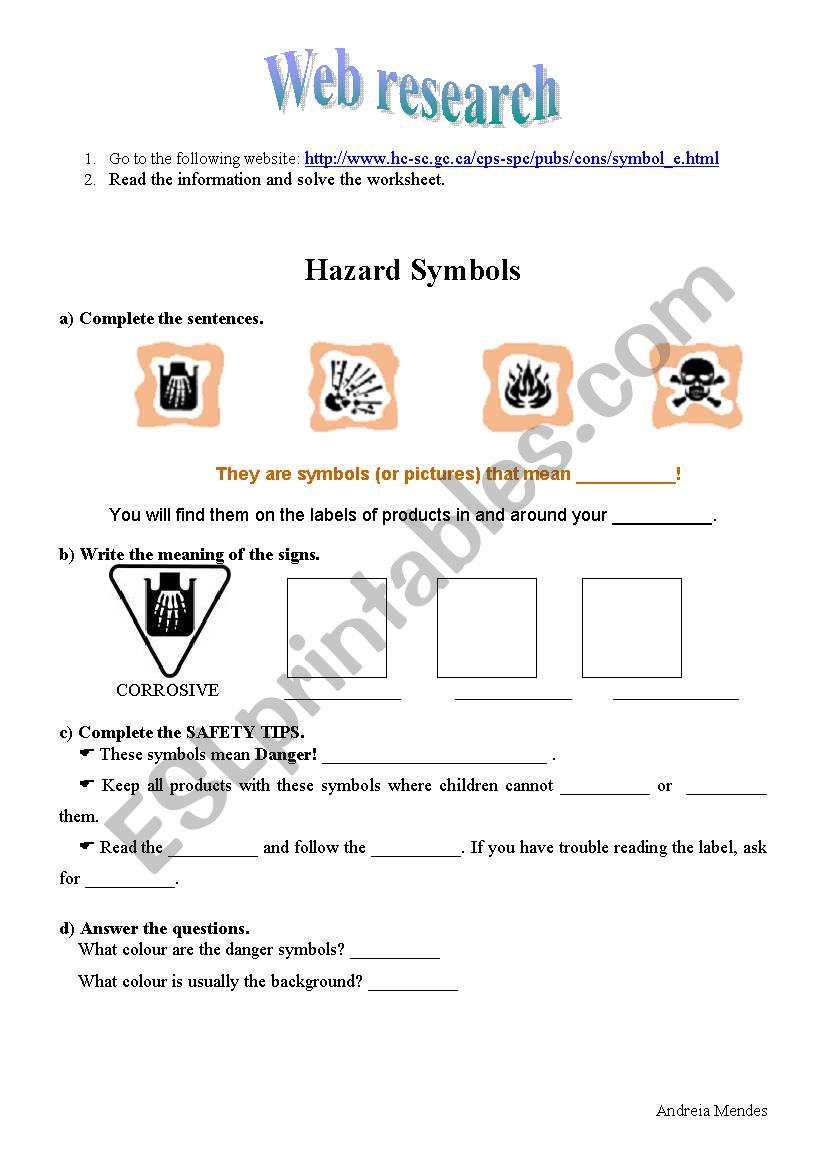 web research: traffic signs and household products labels