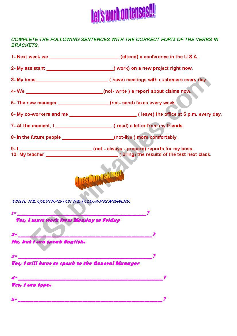 Practice for elementary business english students