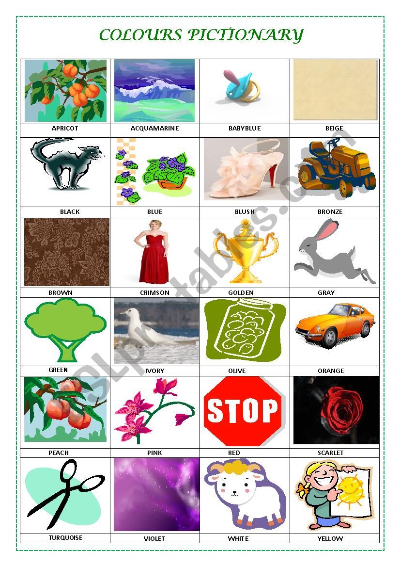 COLOURS PICTIONARY worksheet
