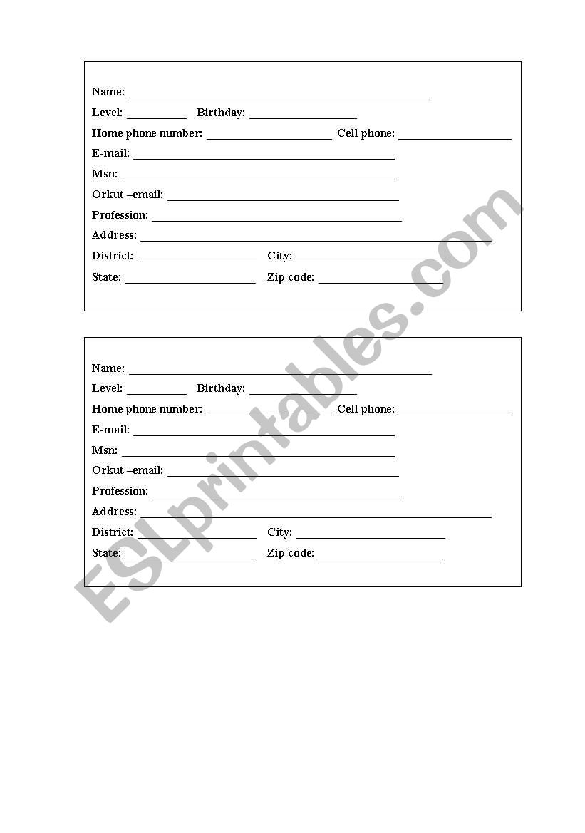 Fill out wit your personal informations