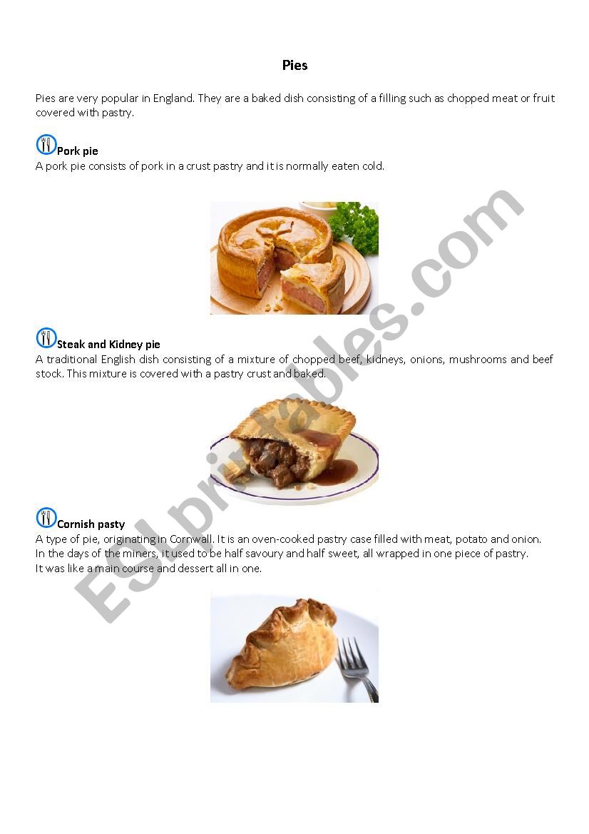 Main meal dishes in Britain 2: PIES