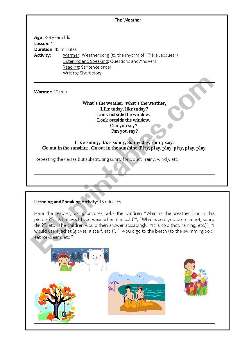 Lesson Plan - The Weather worksheet