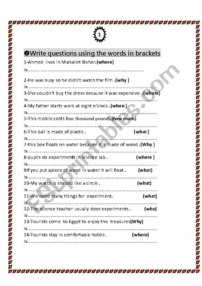 Write questions using the words in brackets                             