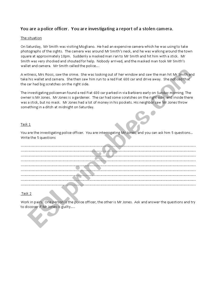 police officer interrogation worksheet