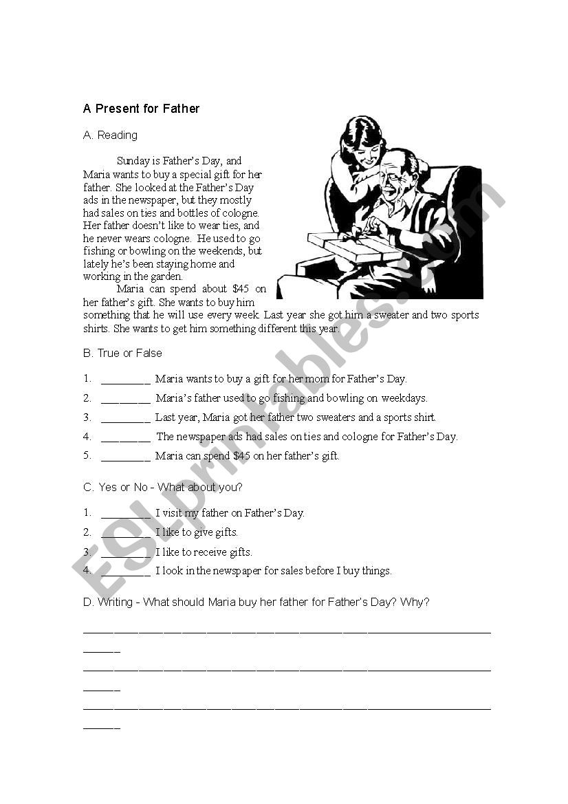 farhers gift worksheet