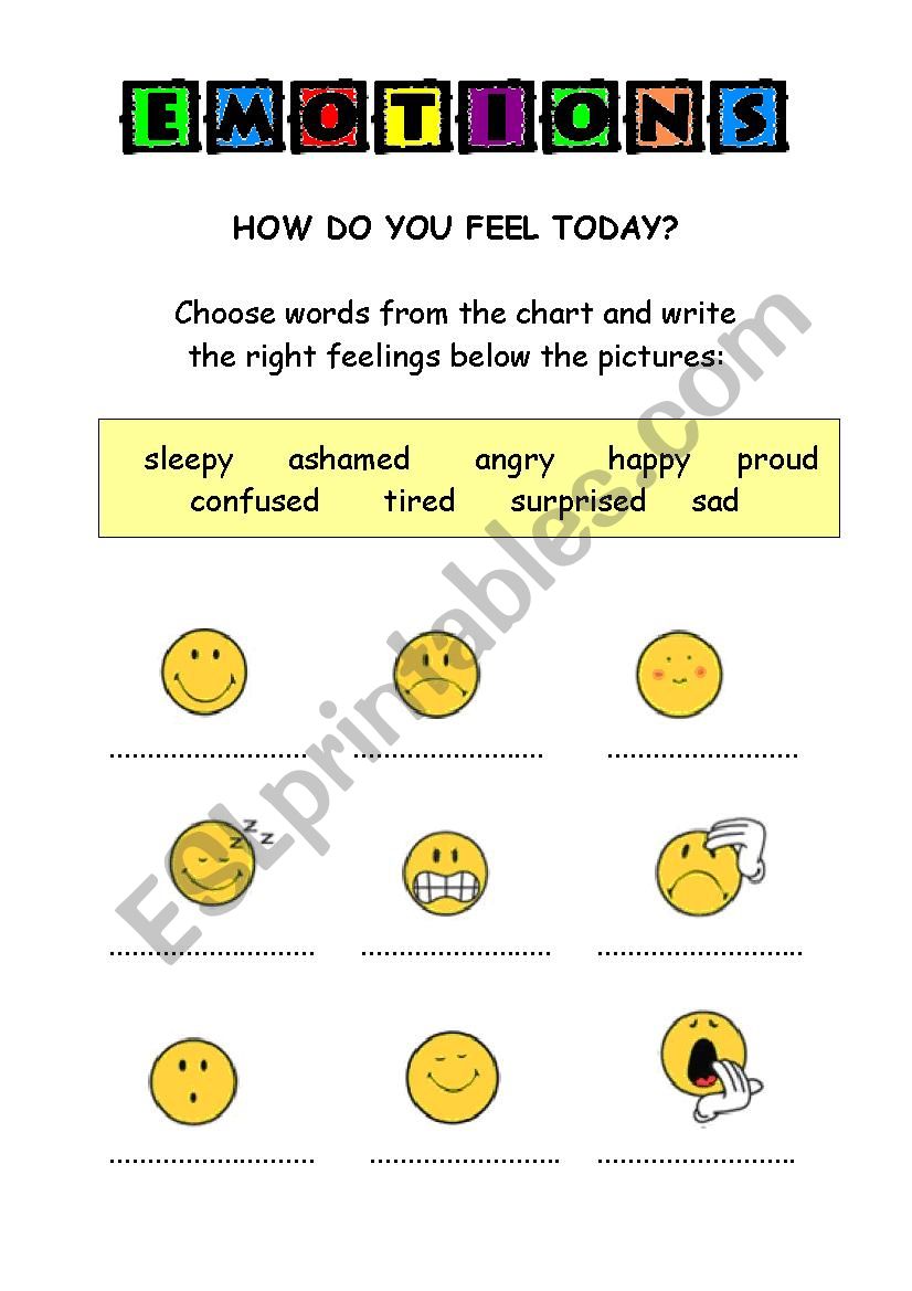 FEELINGS / EMOTIONS - worksheet