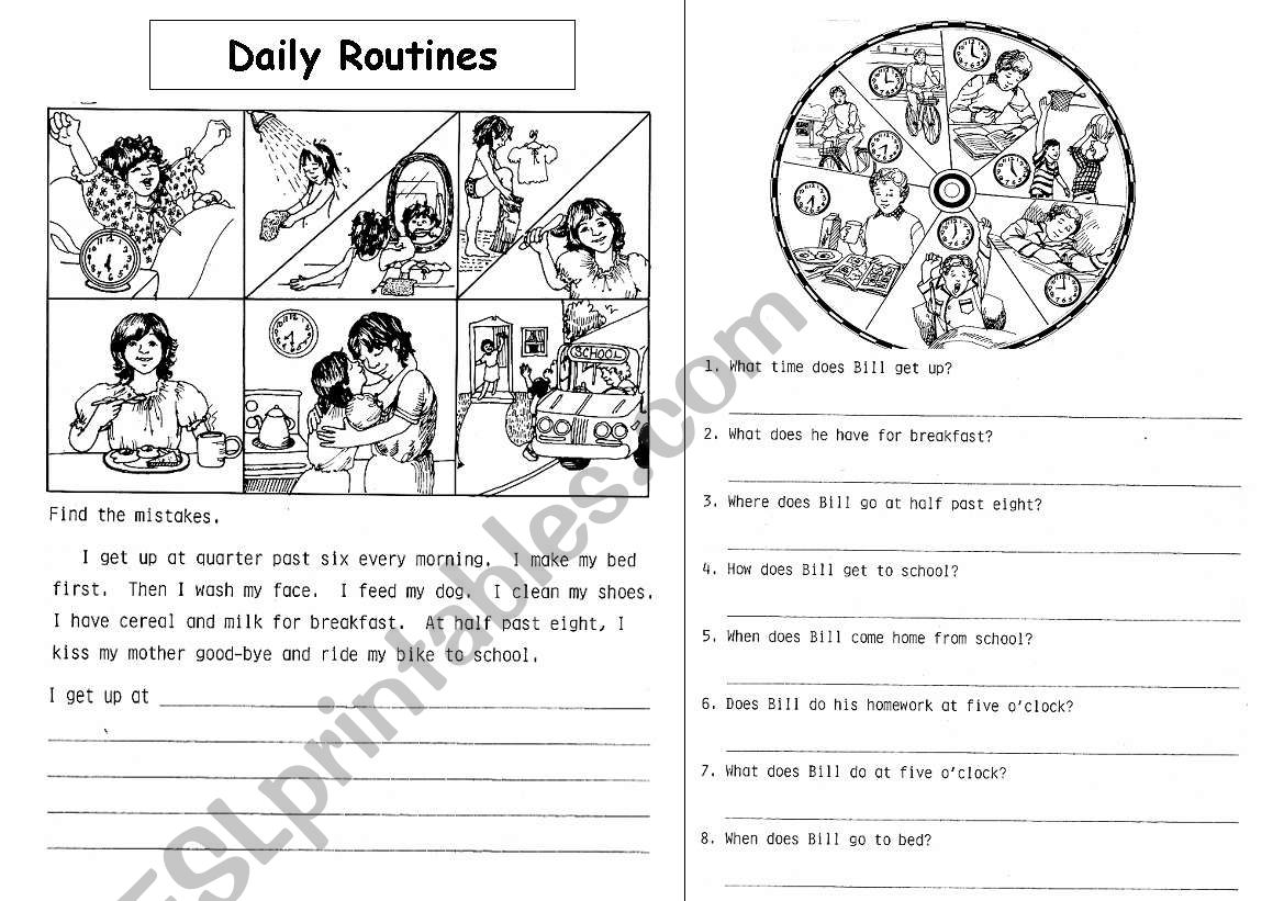 Our Daily routines worksheet