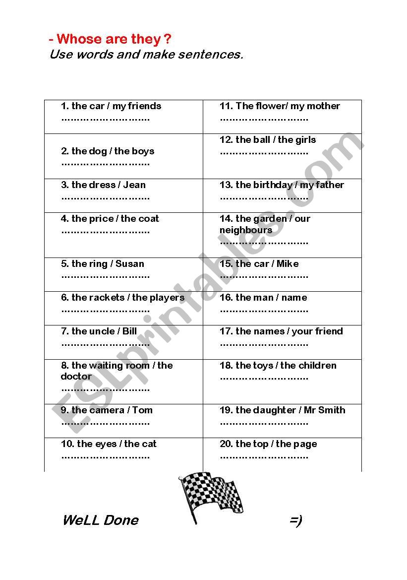 Possessive Case worksheet