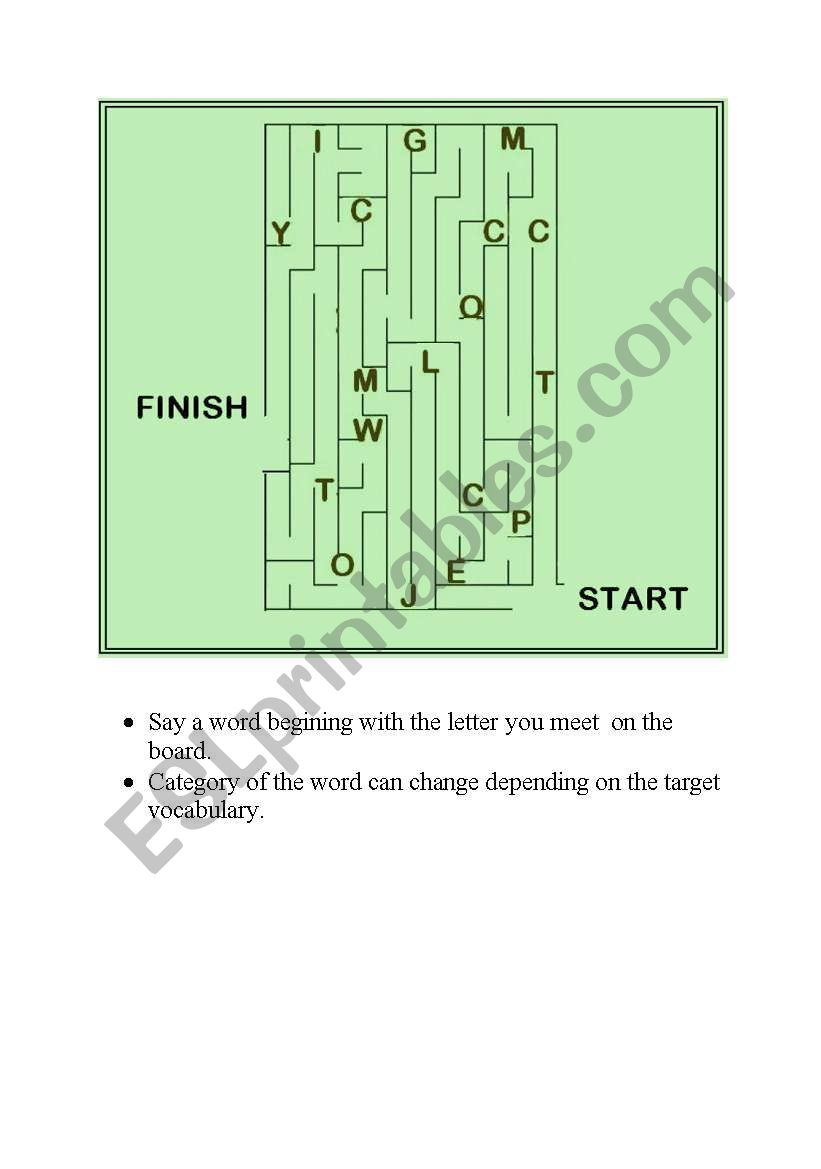Labyrinth Game worksheet