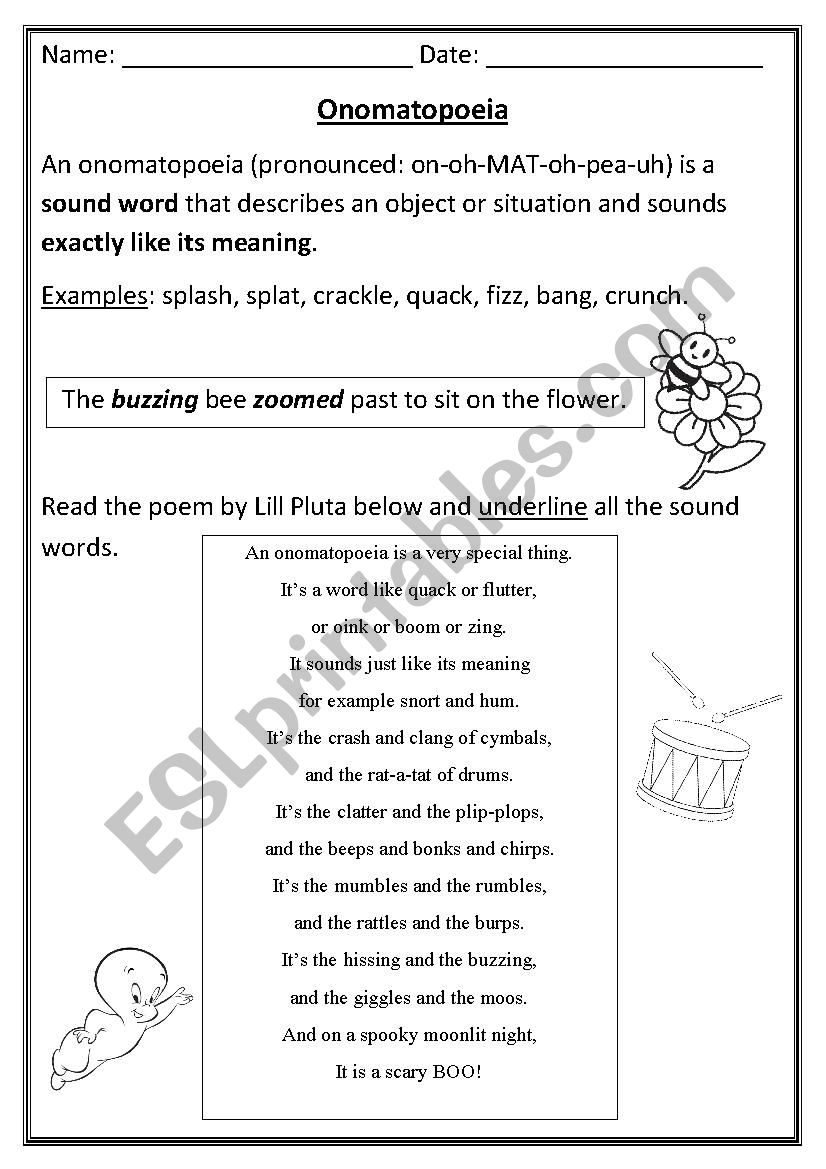 Onomatopoeia worksheet