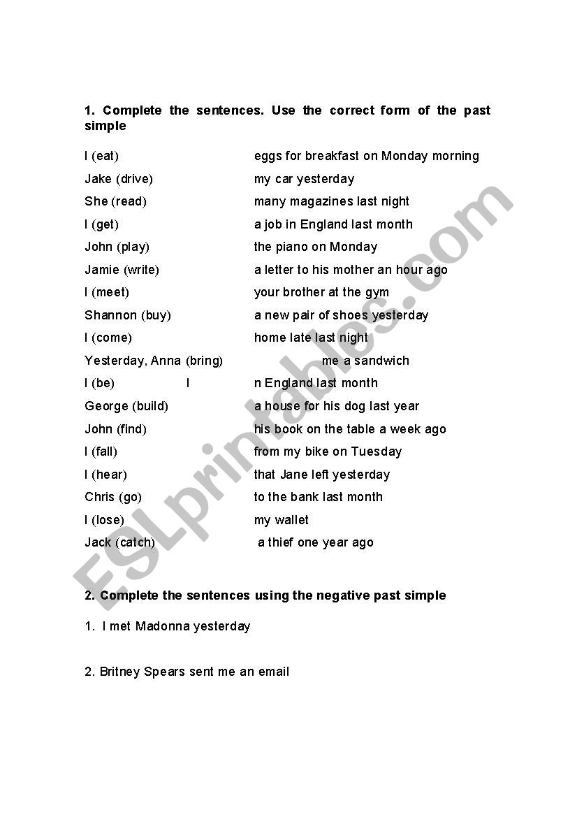 past simple and used to worksheet