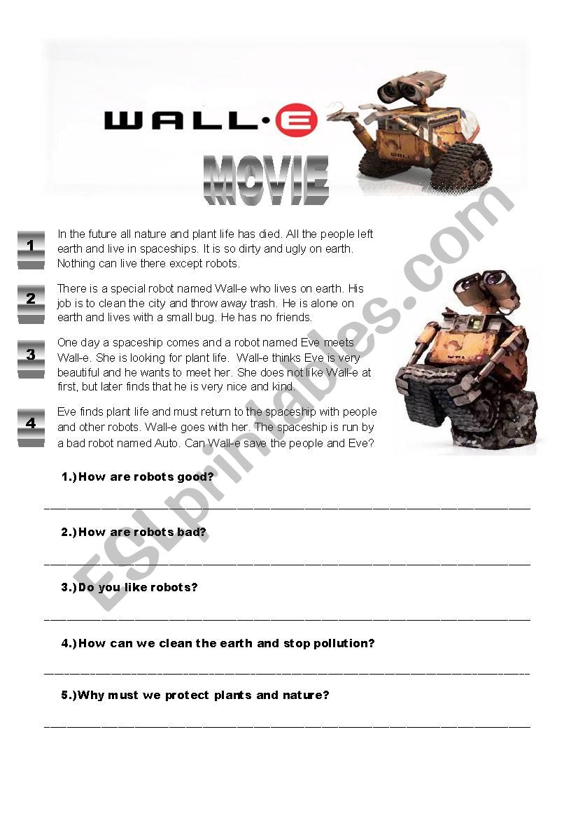 Movie Wall-E worksheet worksheet