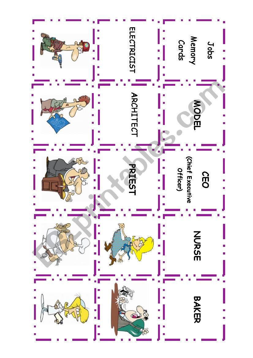 Jobs Memory Cards (1) worksheet