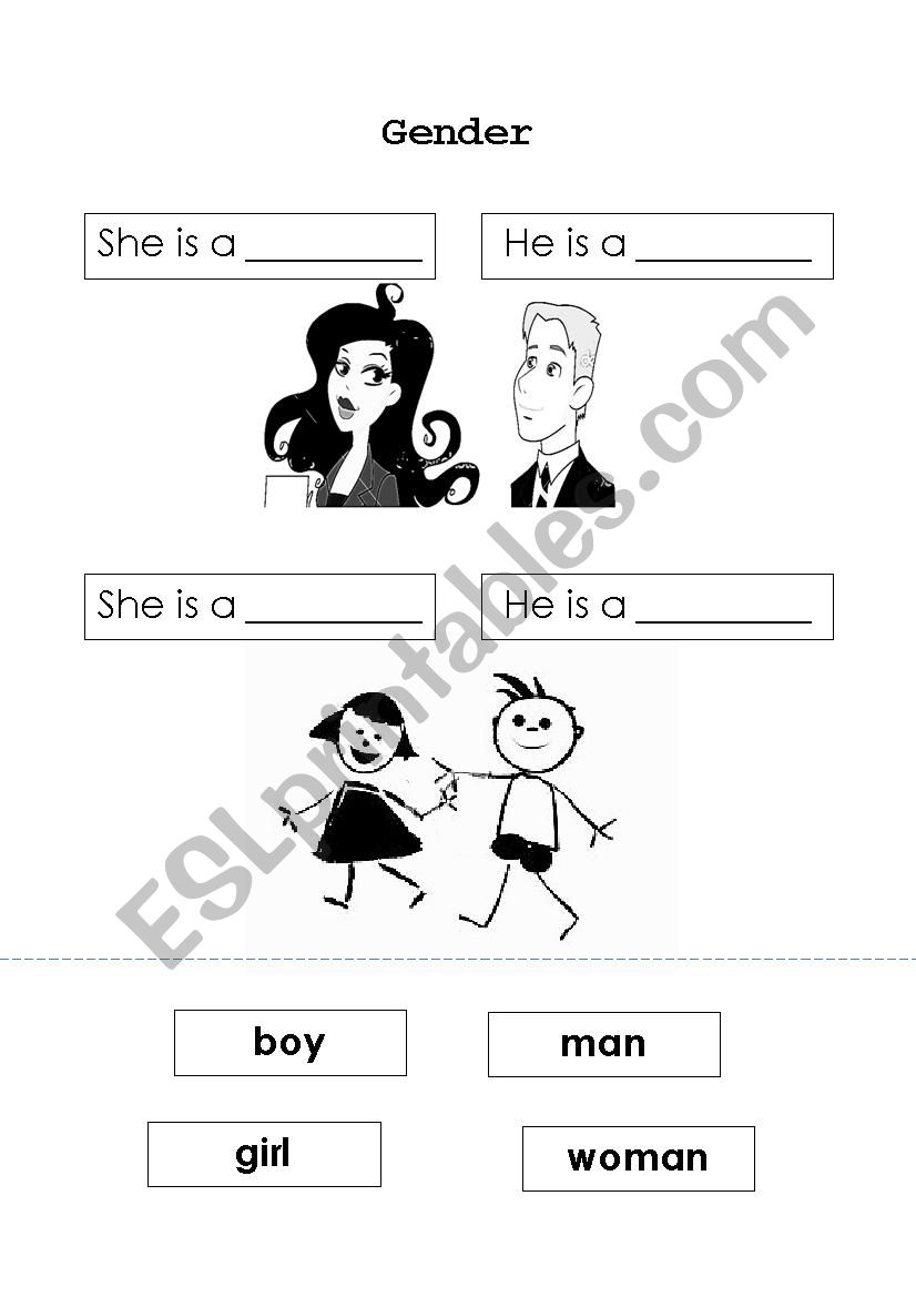 Gender Worksheet For Class 1