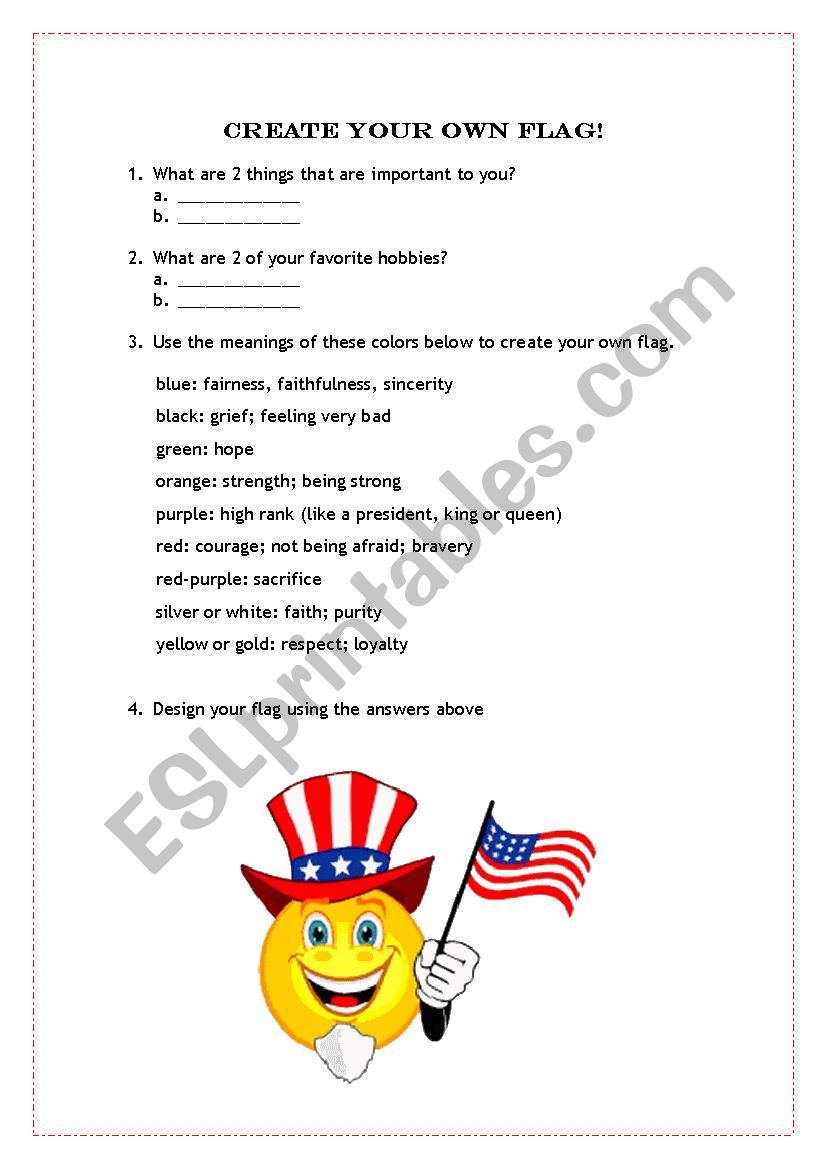 Create Your Own Flag worksheet