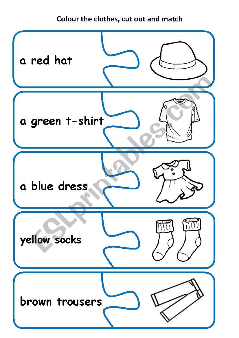 clothes puzzle pieces 1 worksheet