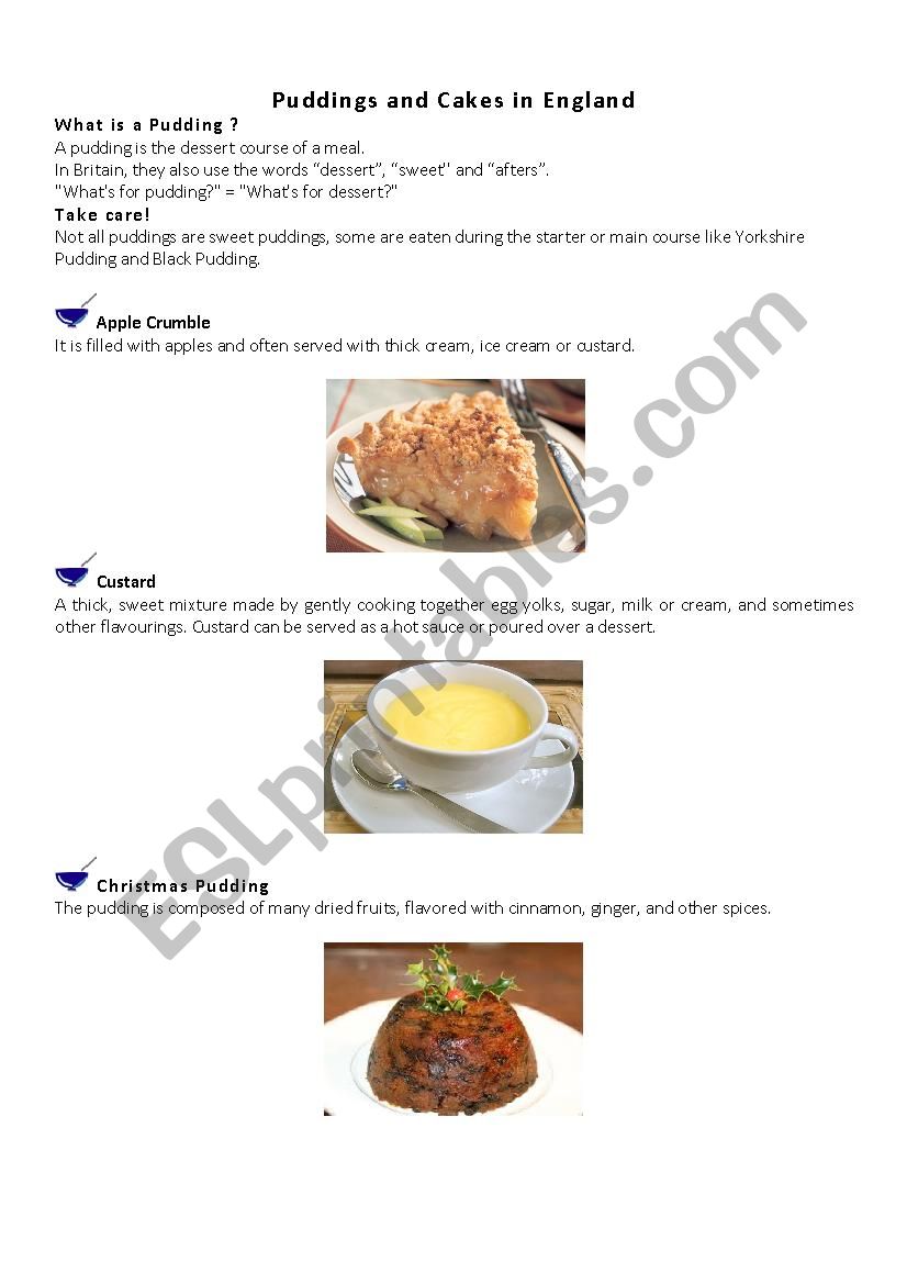 Desserts in Britain 1 worksheet