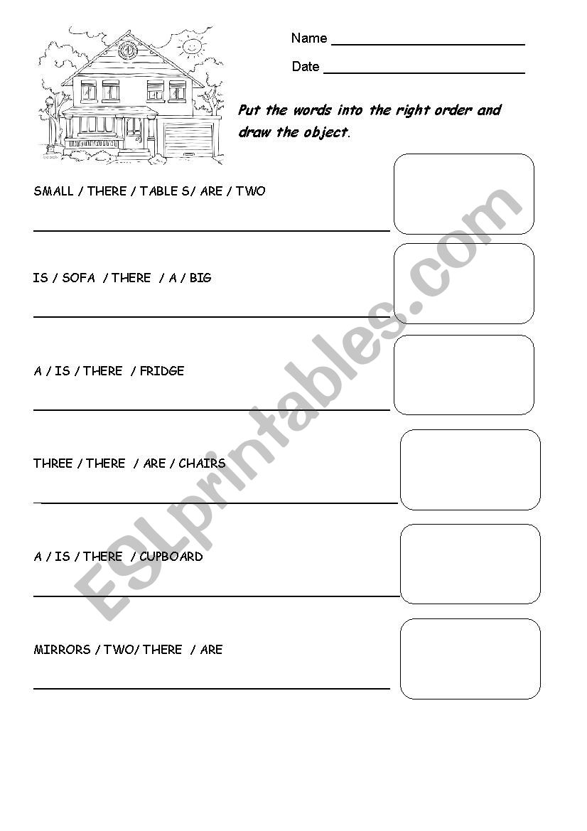 Furniture worksheet