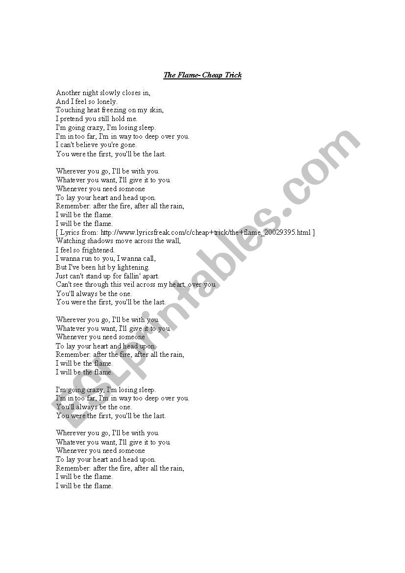 The flame worksheet