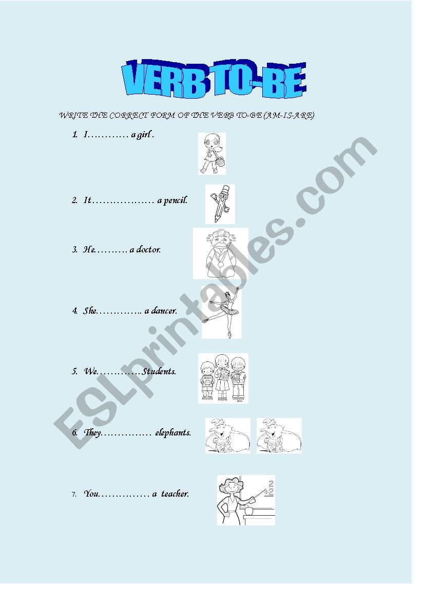 the verb to- be worksheet