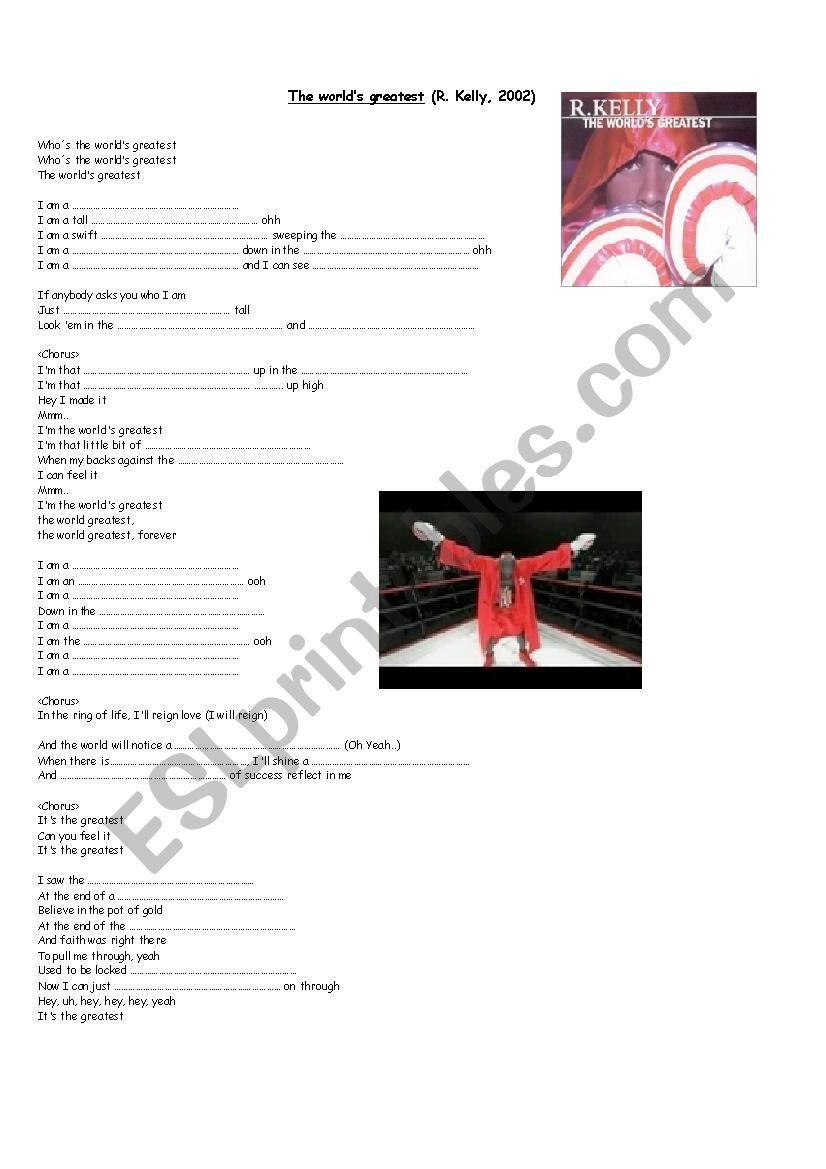 R Kelly "The world´s greatest" ESL worksheet by valie