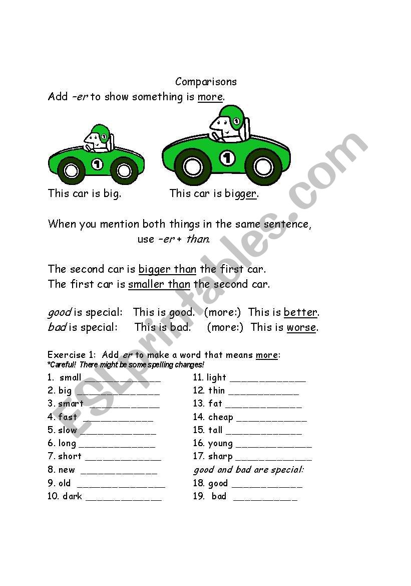 comparisons worksheet