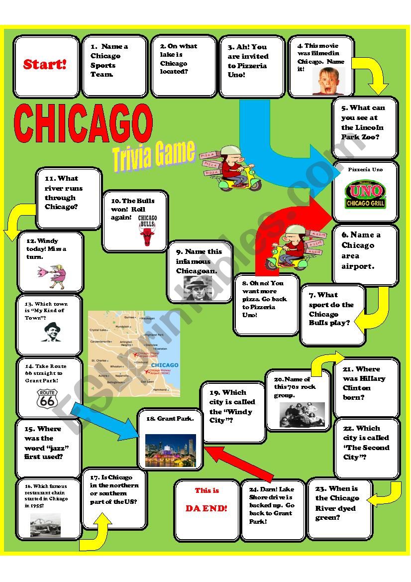 Chicago Trivia Board Game worksheet