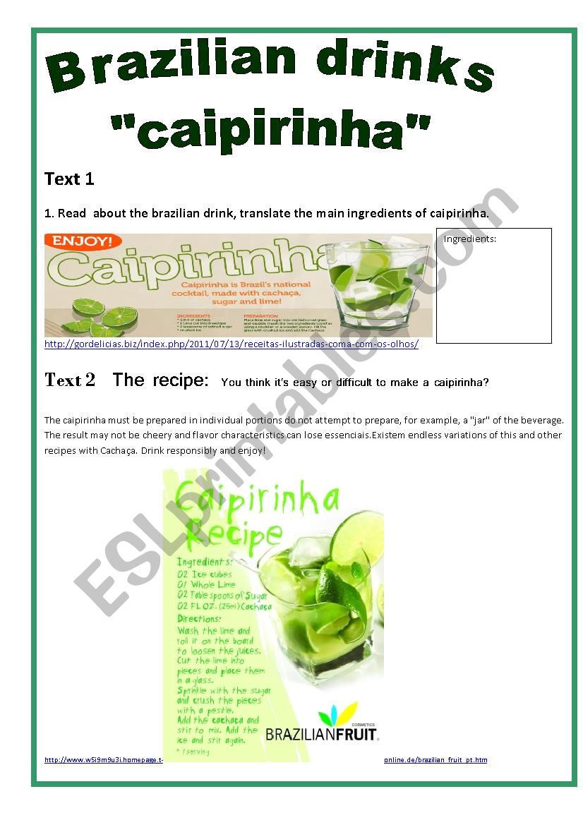 Caipirinha recipe - part 2 worksheet