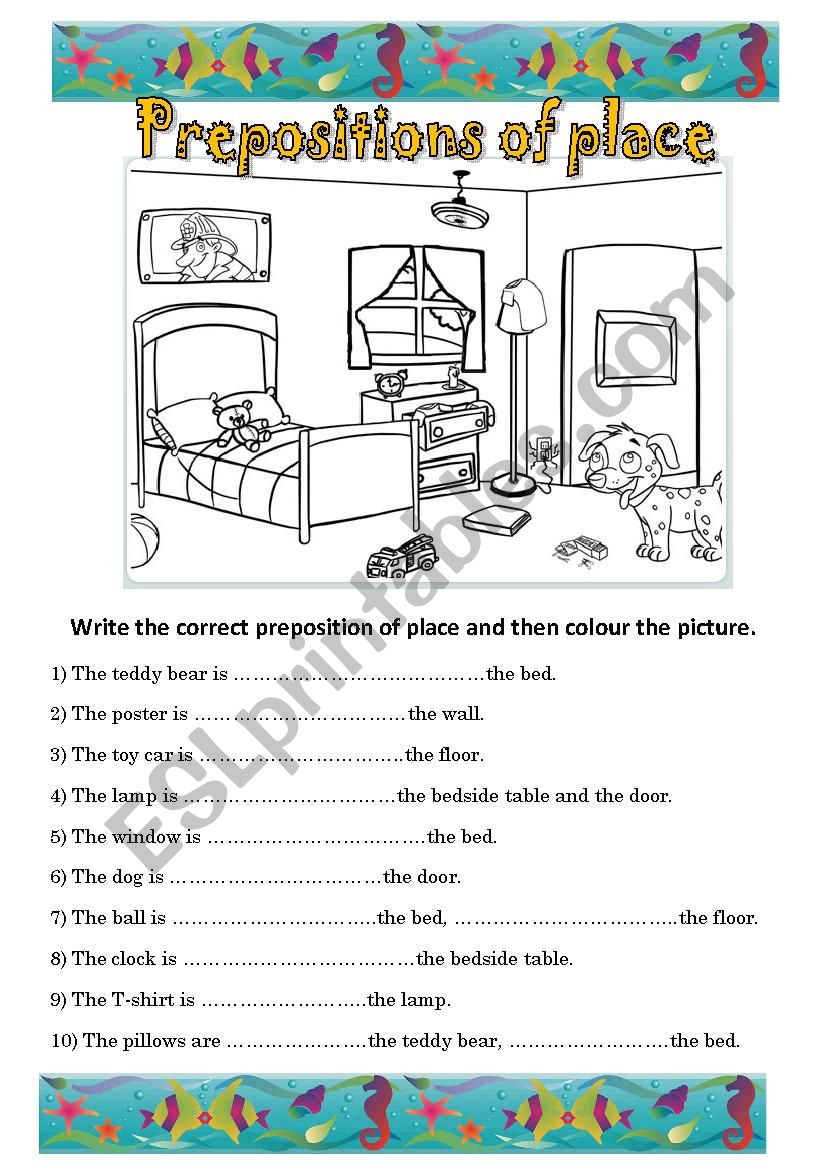 Prepositions of place worksheet