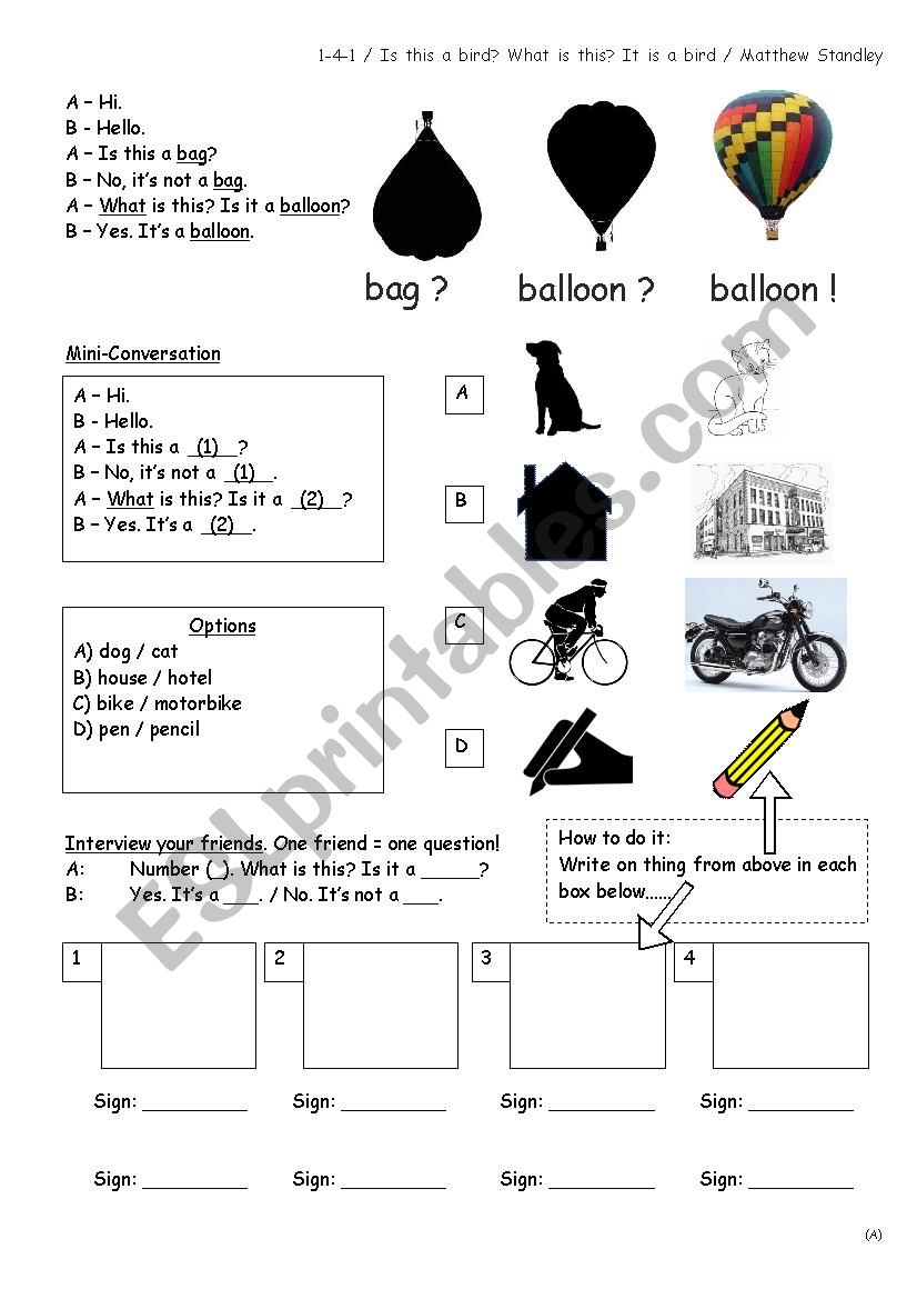 Is this a bag? What is this? ItÂ´s a bag. BeginnersÂ´ activity.