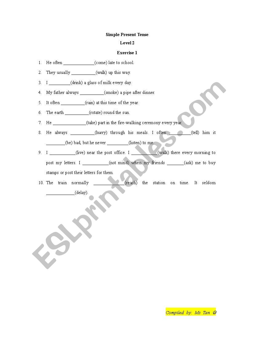 Simple Present Tense worksheet