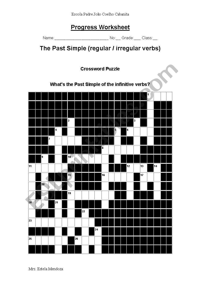 Crossword puzzle on The Simple Past