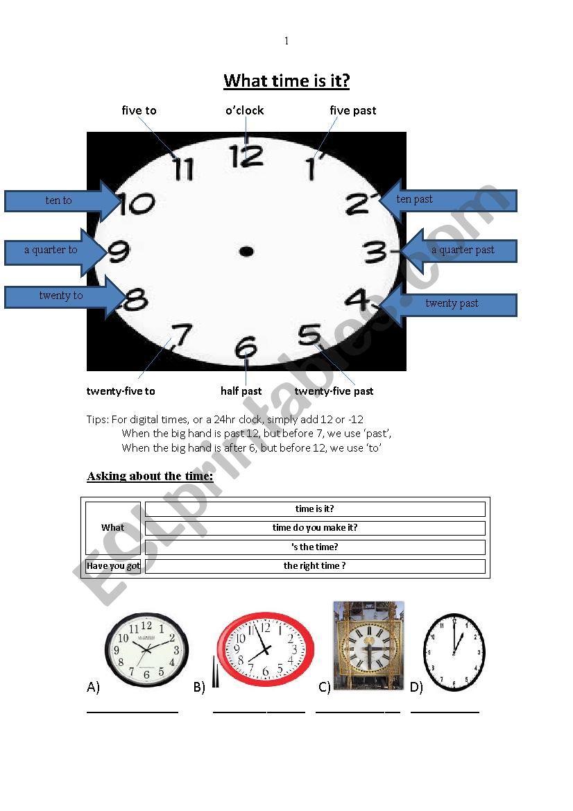 What time is it? worksheet