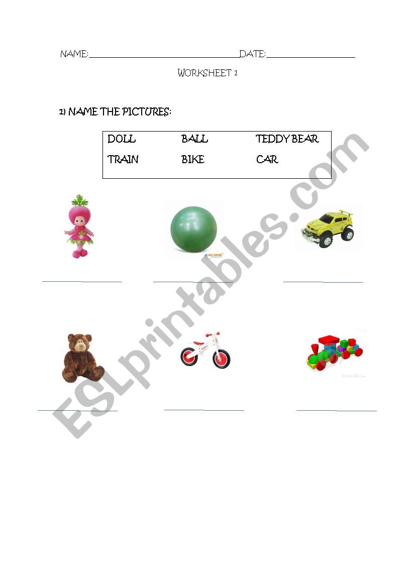TOYS AND COLORS worksheet