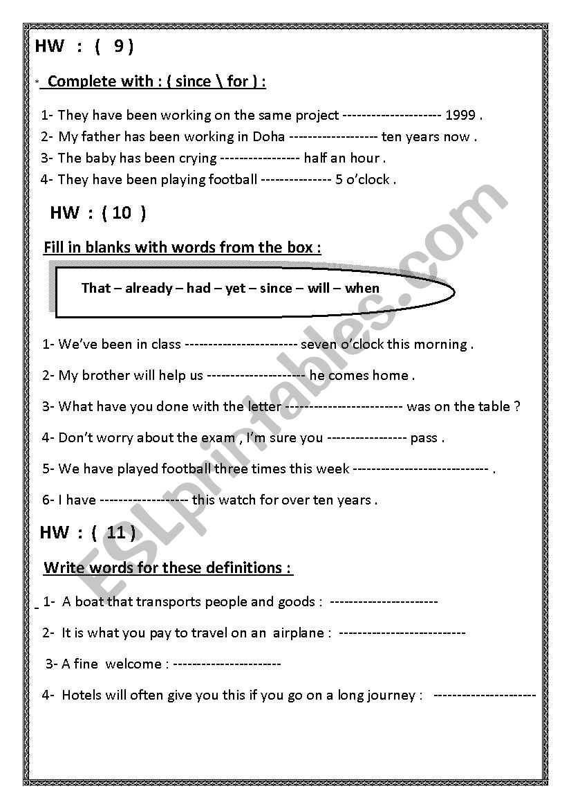 homework - grade 12 - part 2  worksheet