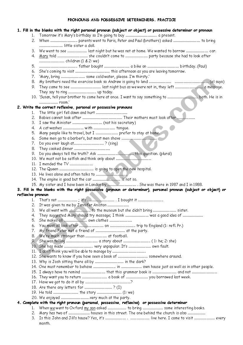 pronouns worksheet