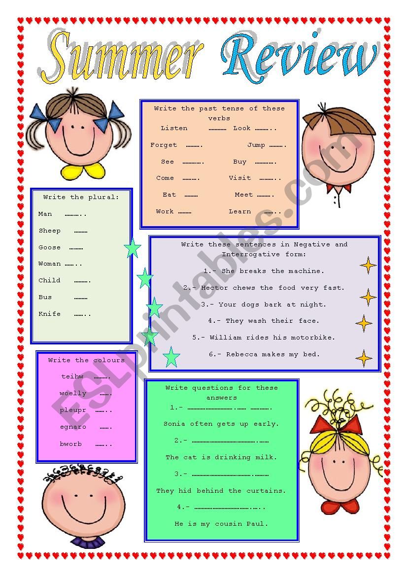 SUMMER REVIEW worksheet