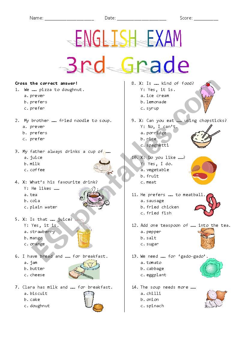 3rd Grade Final Exam worksheet