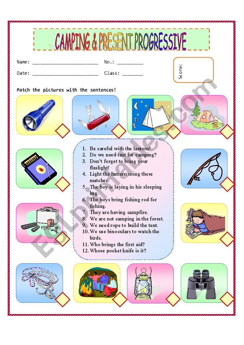 Camping worksheet