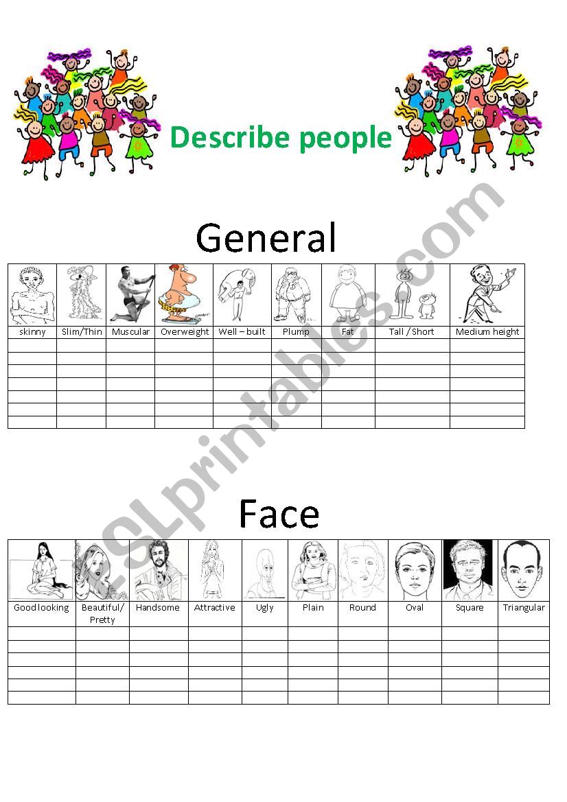 describe people part 1 worksheet