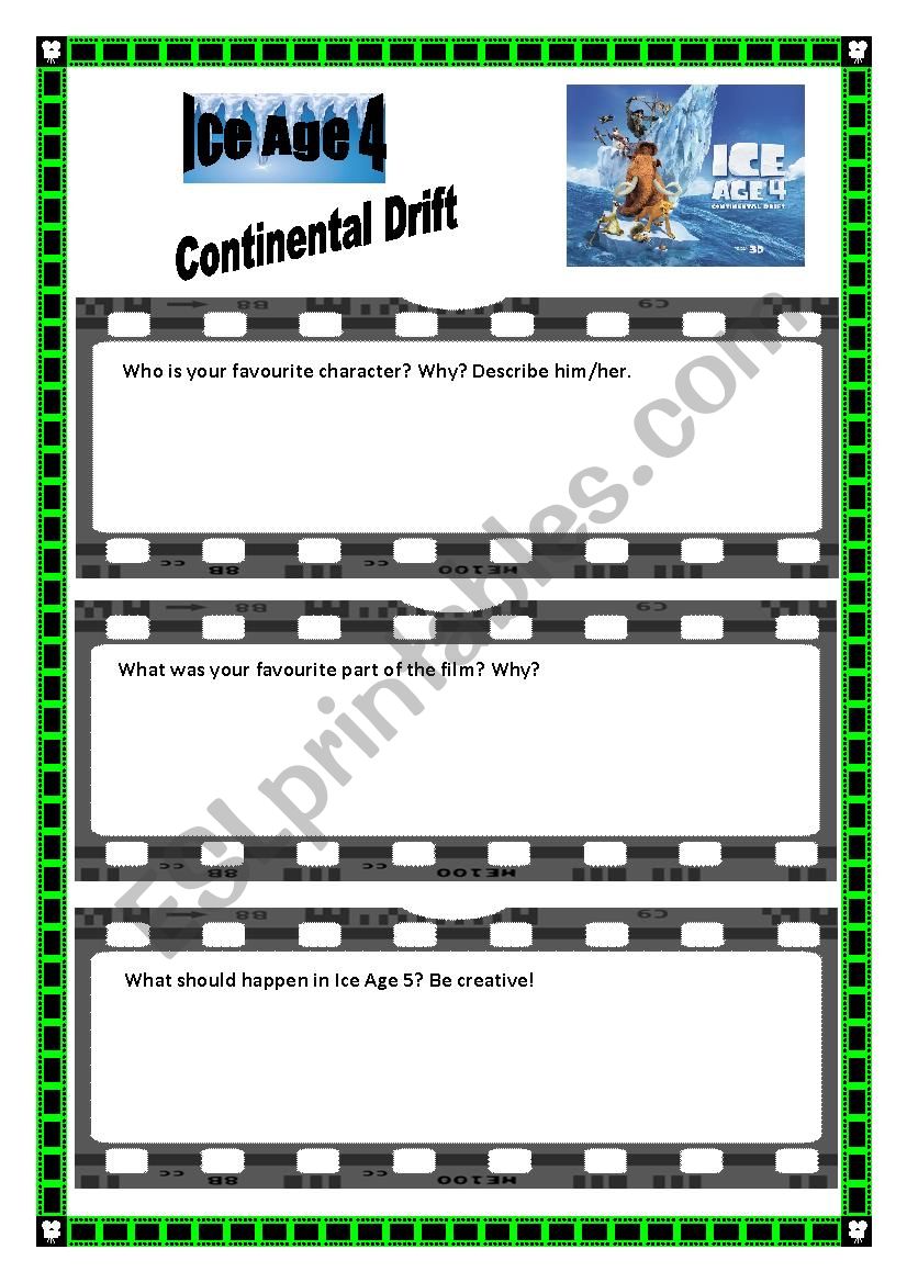 Ice age 4: Continental drift worksheet