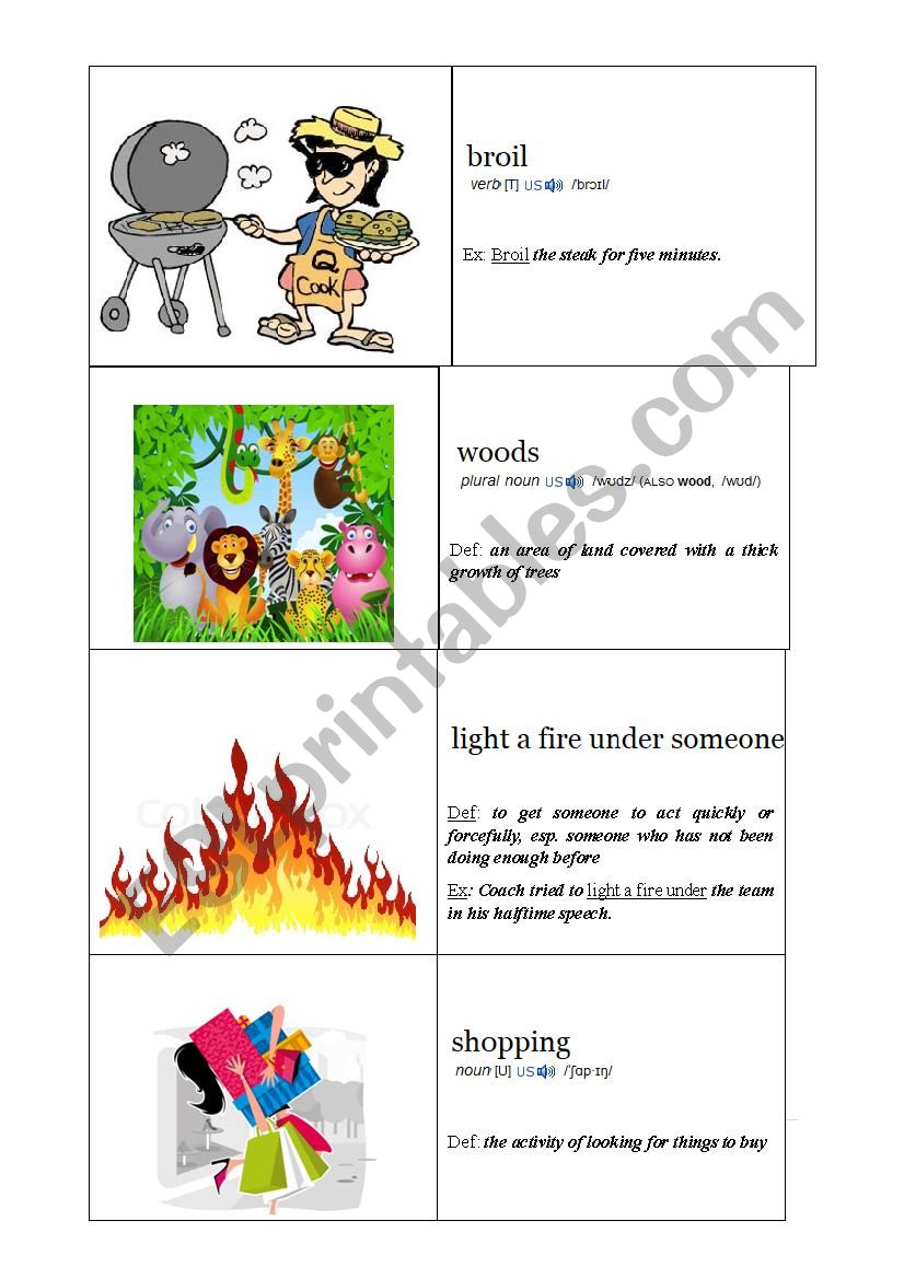 Vocabulary card worksheet