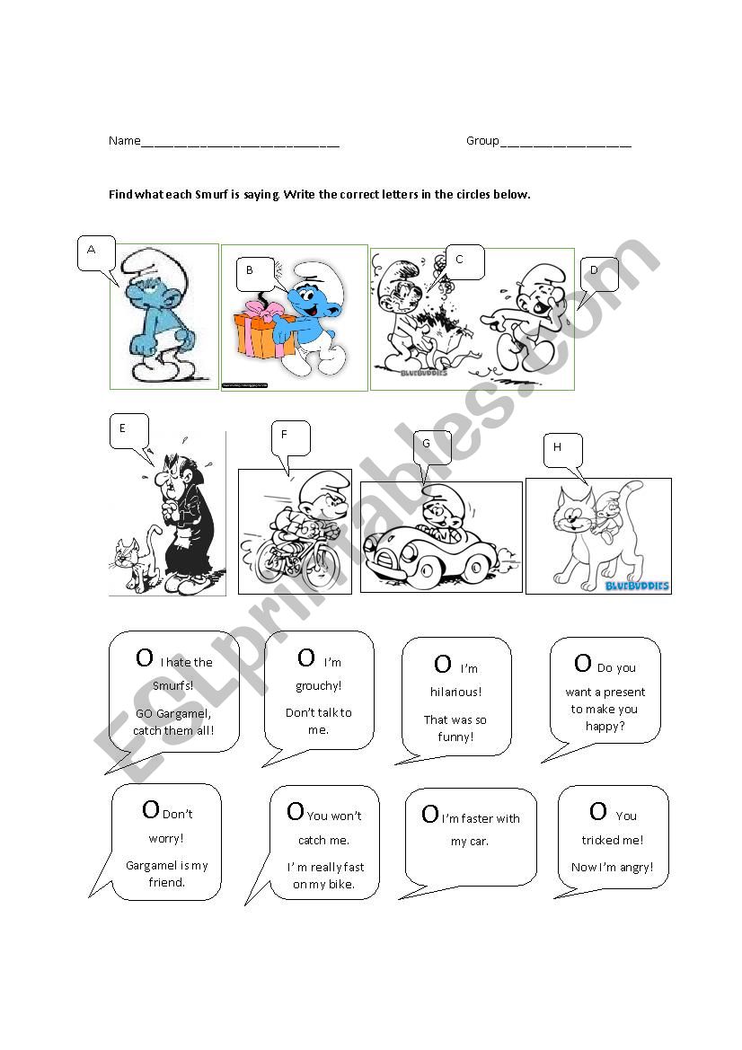 Im feeling SMURF! part 2 worksheet