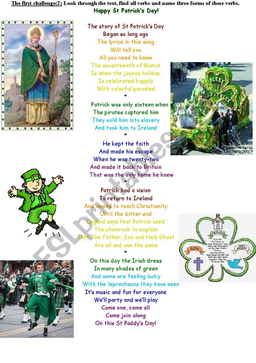 St.Patricks Day. The second part in addition to St. Patricks lesson plan.